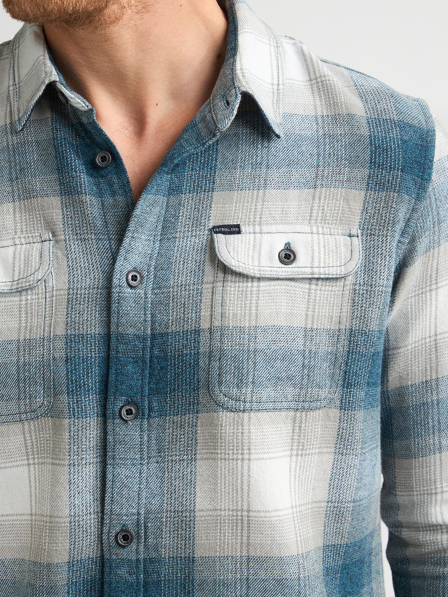 Petrol Industries Men Shirt Long Sleeve Check 5204 Iron Blue 2900169019043