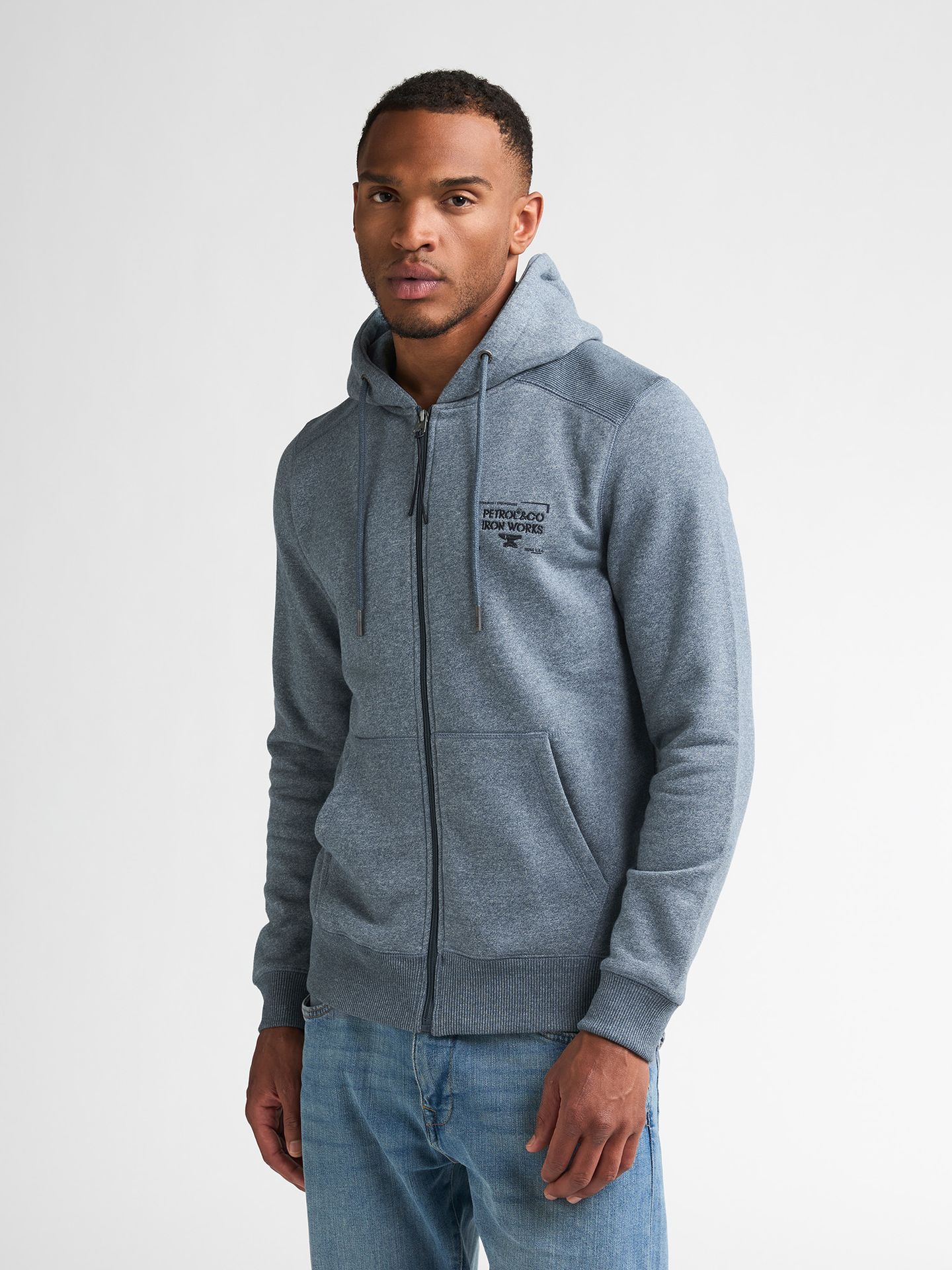 Petrol Industries Men Sweater Hooded Zip 5202 Storm Blue 2900169023088