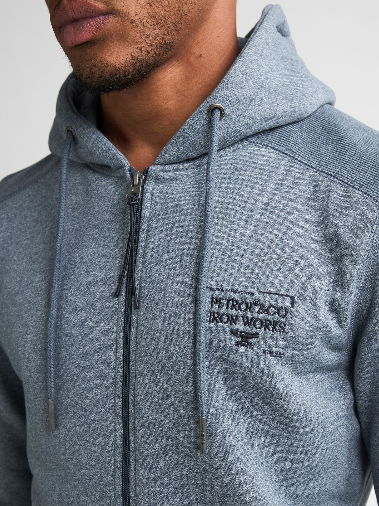 Petrol Industries Men Sweater Hooded Zip 5202 Storm Blue 2900169023088
