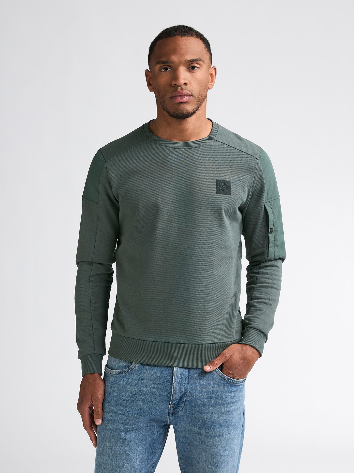 Petrol Industries Men Sweater Round Neck 6185 Steel Green 2900169027079