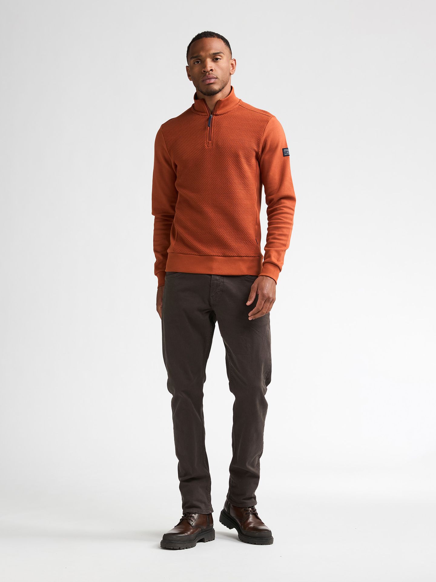 Petrol Industries Men Sweater Collar Zip 2127 Copper Orange 2900169028069