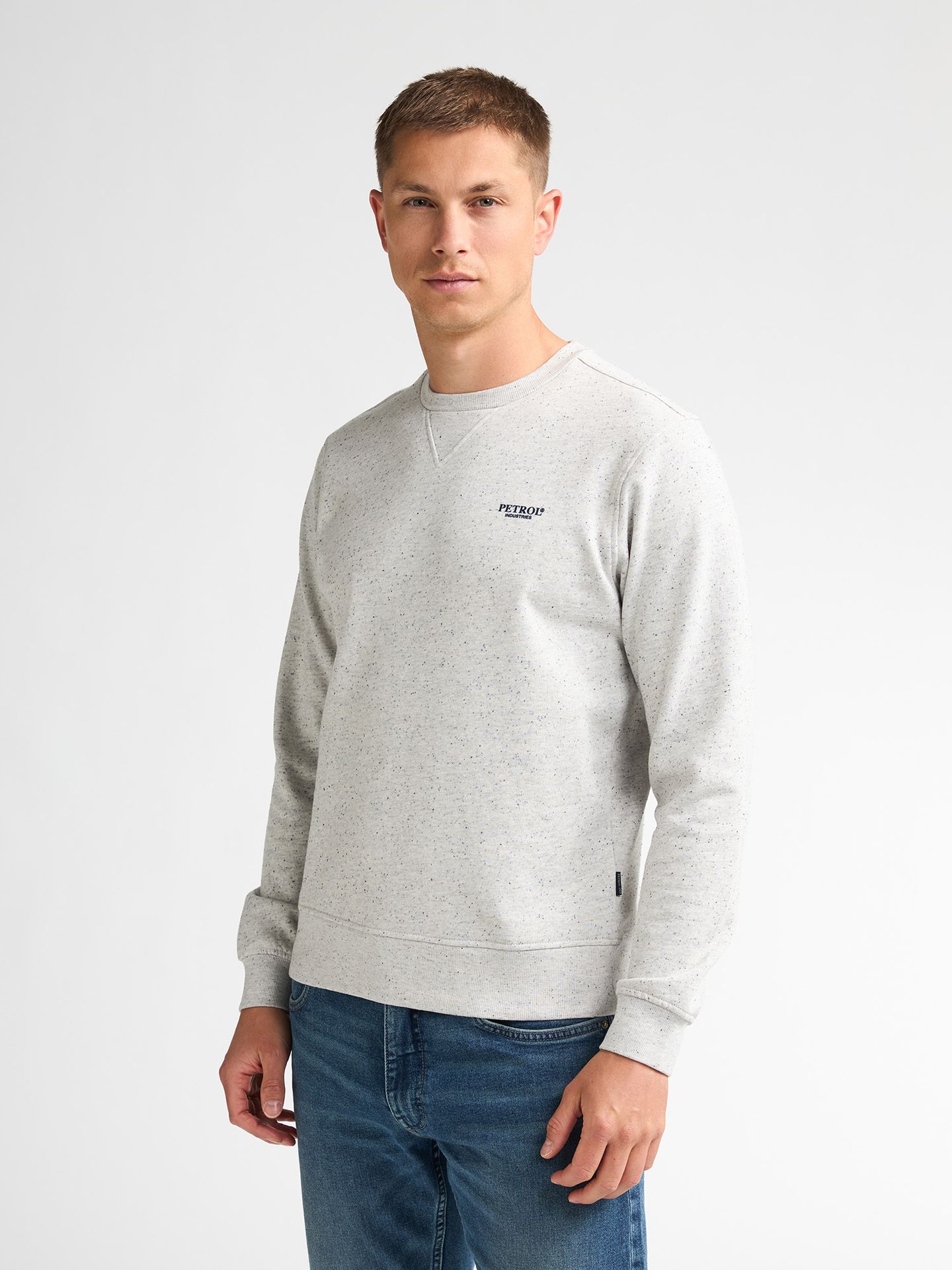 Petrol Industries Men Sweater Round Neck 0009 antique white melee 2900169031076