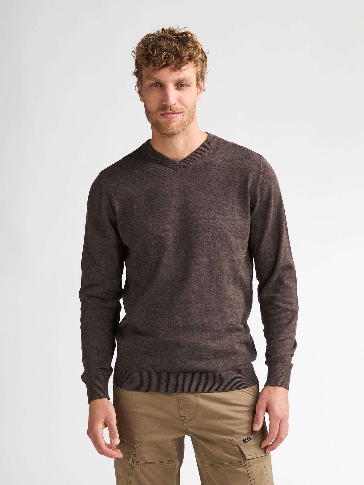 Petrol Industries Men Knitwear V-Neck Basic 7156 Cedar Brown 2900169044083