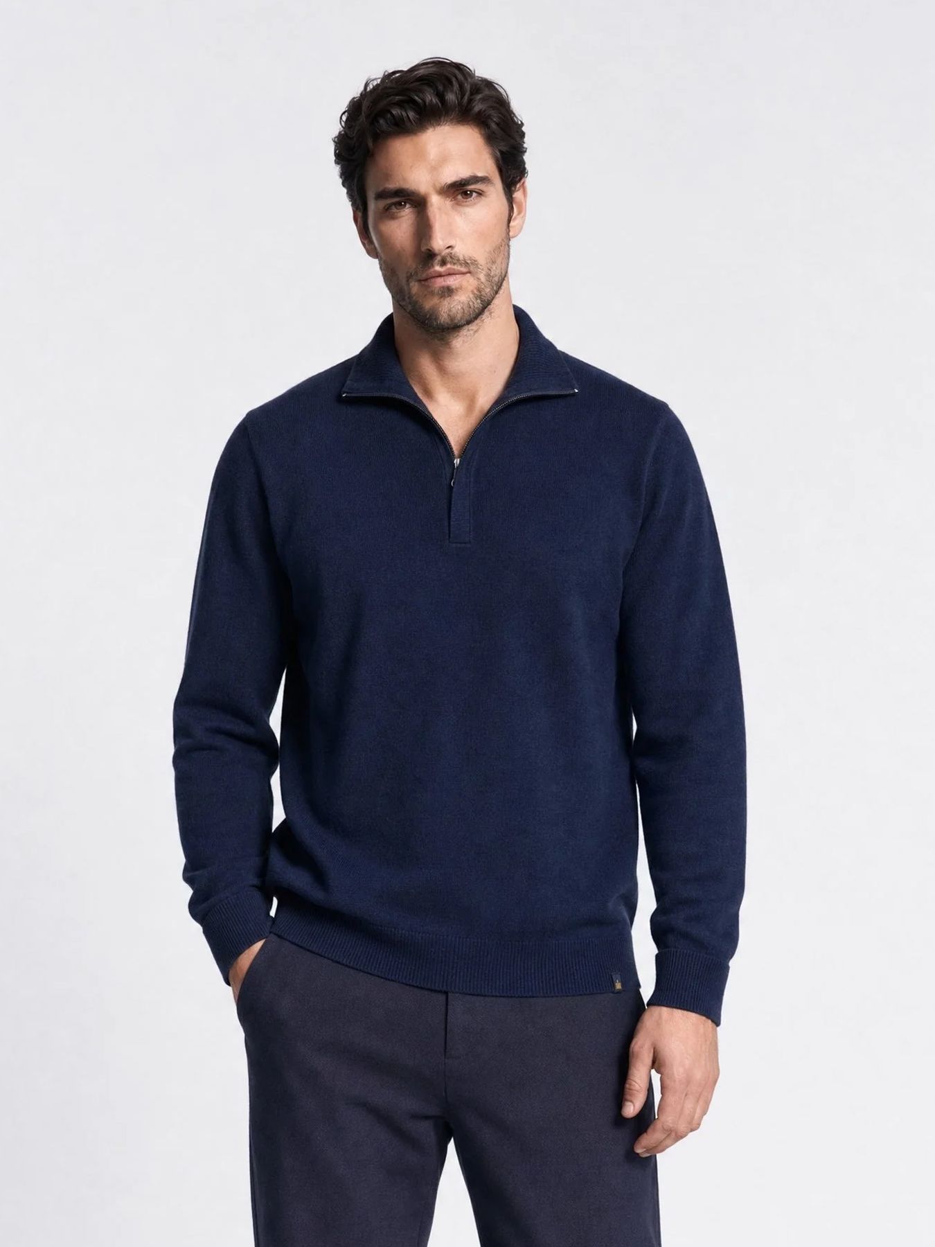 Indigold Men Knitwear Collar 5211 Indigold Navy 00119743-EKA26002700000199