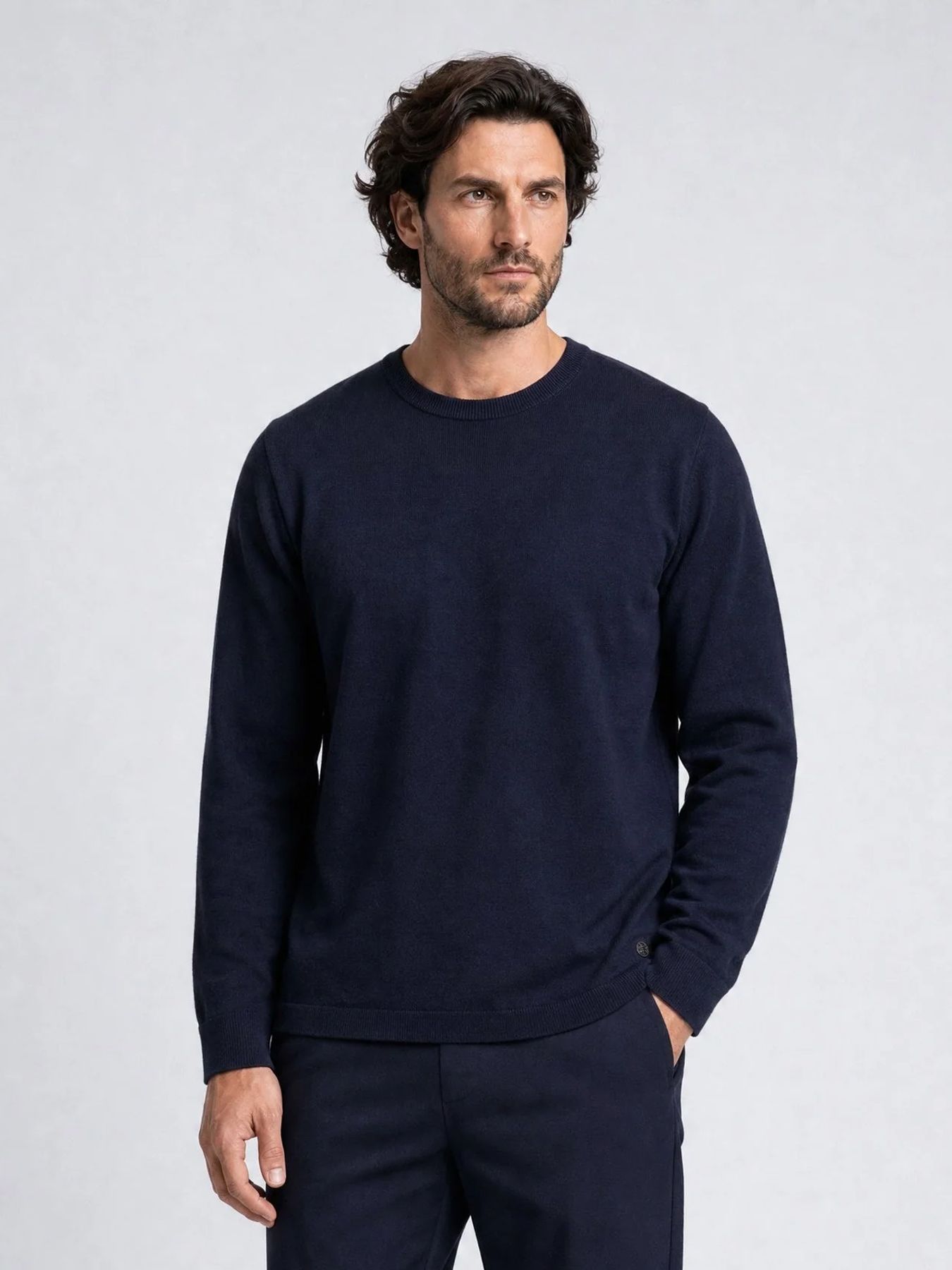 Indigold Men Knitwear Round Neck Basic 5211 Indigold Navy 00119744-EKA26002700000199