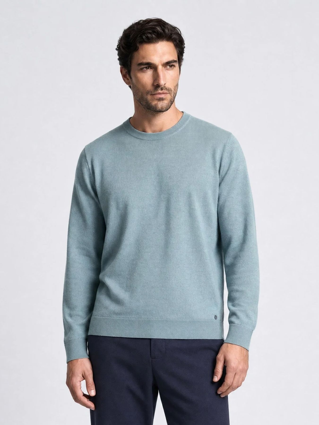 Indigold Men Knitwear Round Neck Basic 6189 Stormy Sea 00119744-EKA26002700000201