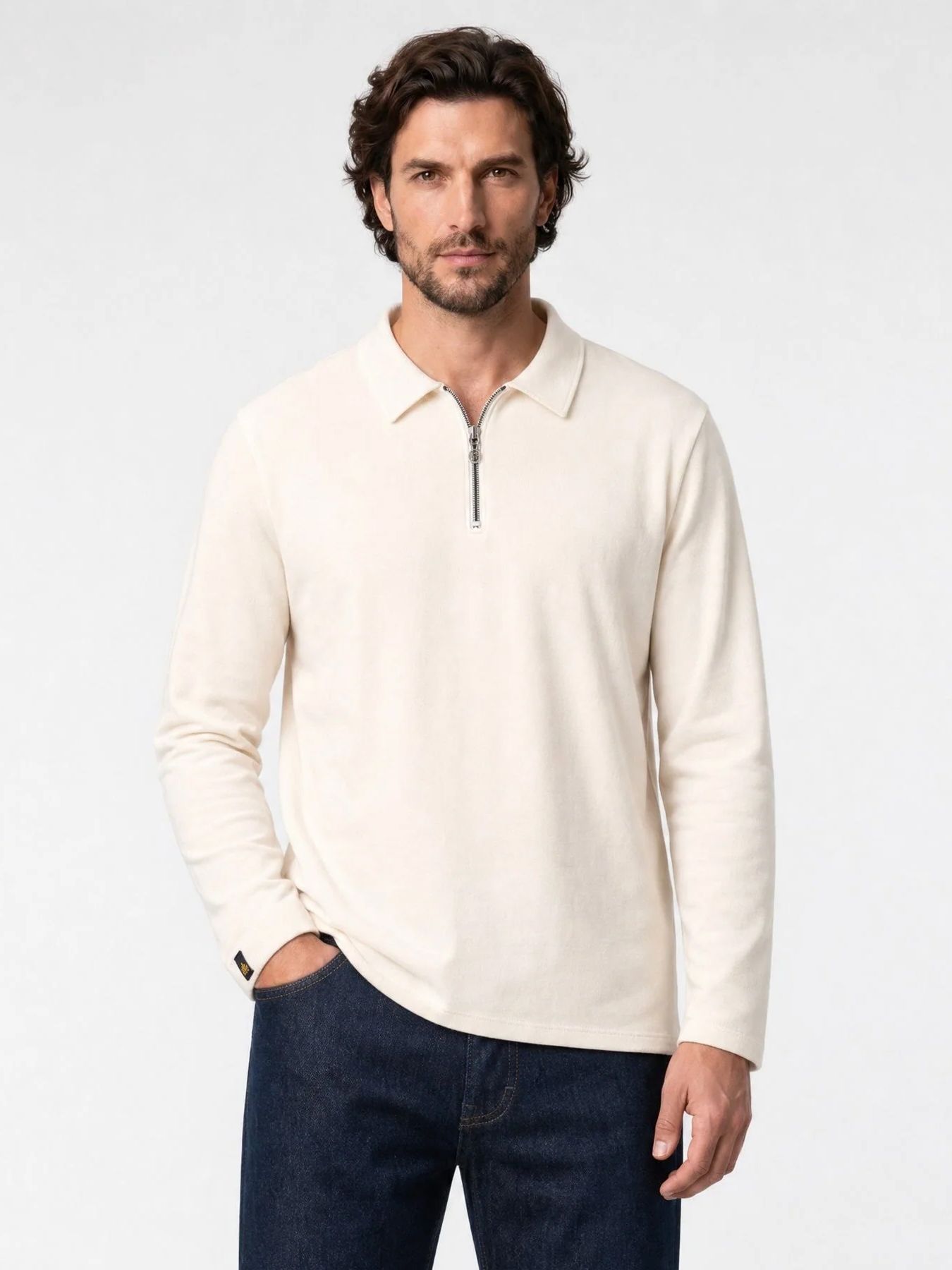 Indigold Men Sweater Collar 7161 Light sand 00119746-EKA26002700000200