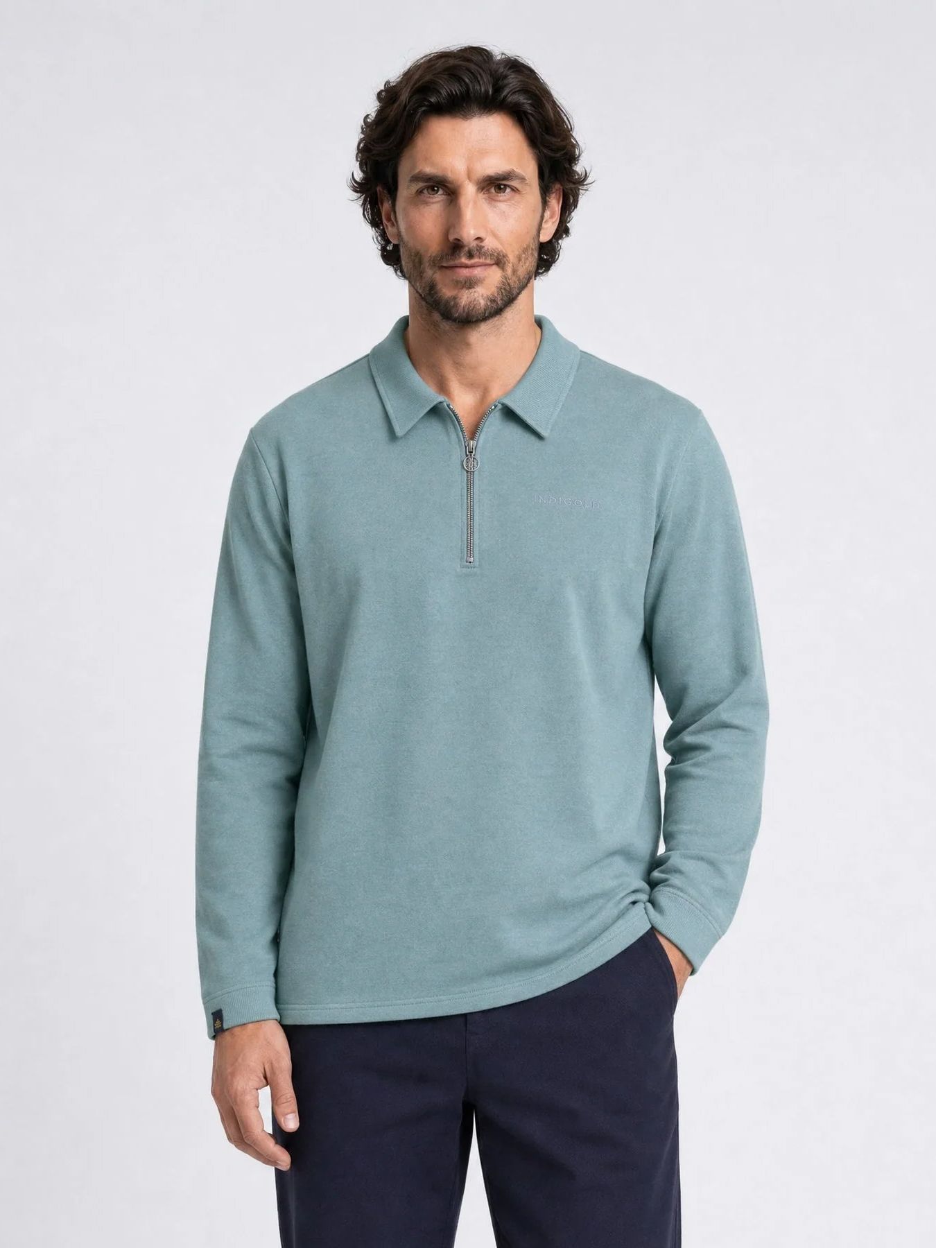 Indigold Men Sweater Collar 6189 Stormy Sea 00119746-EKA26002700000201