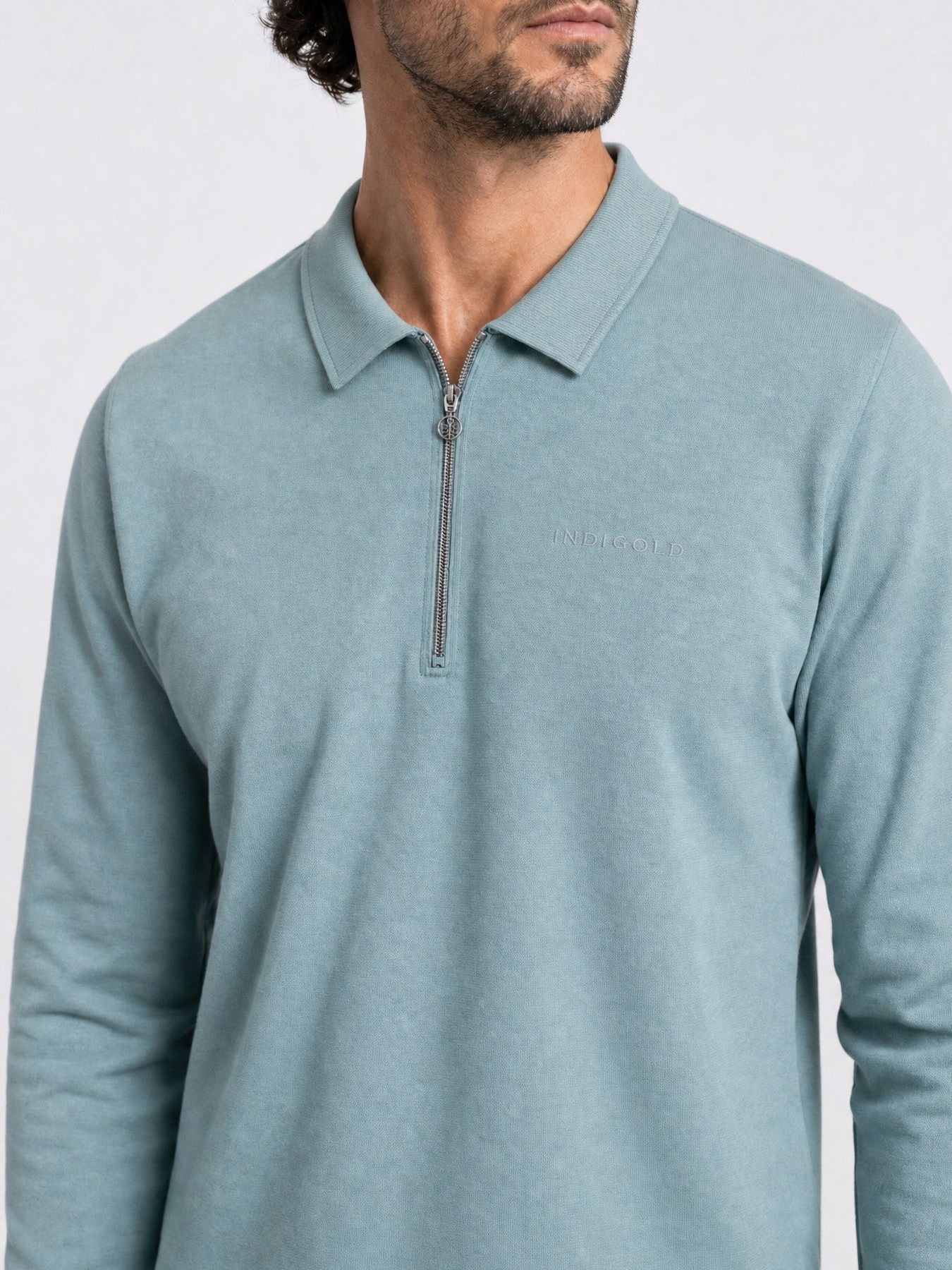Indigold Men Sweater Collar 6189 Stormy Sea 2900169058073