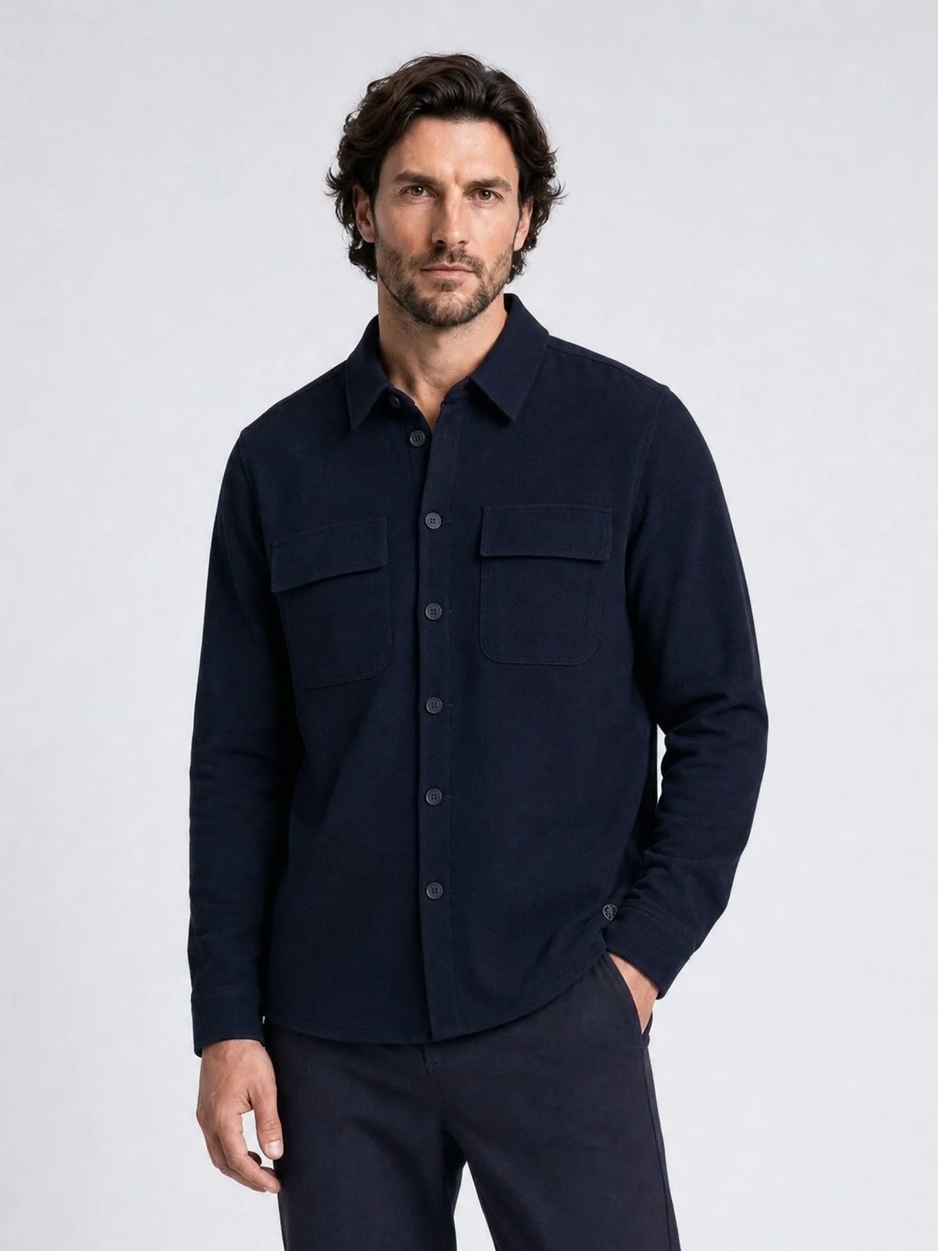 Indigold Men Shirt Long Sleeve Uni 5092 royal navy 00119747-EKA26002700000164