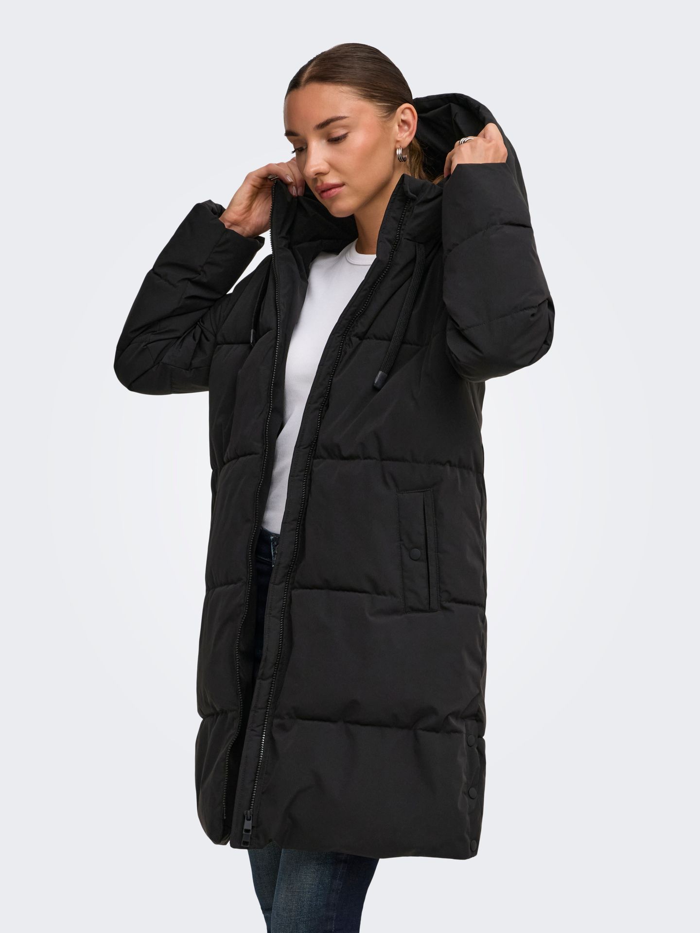 JDY JDYBLAIR LONG HOOD PUFFER OTW SIJ N Black/LEO AOP 00119751-EKA26011400000044