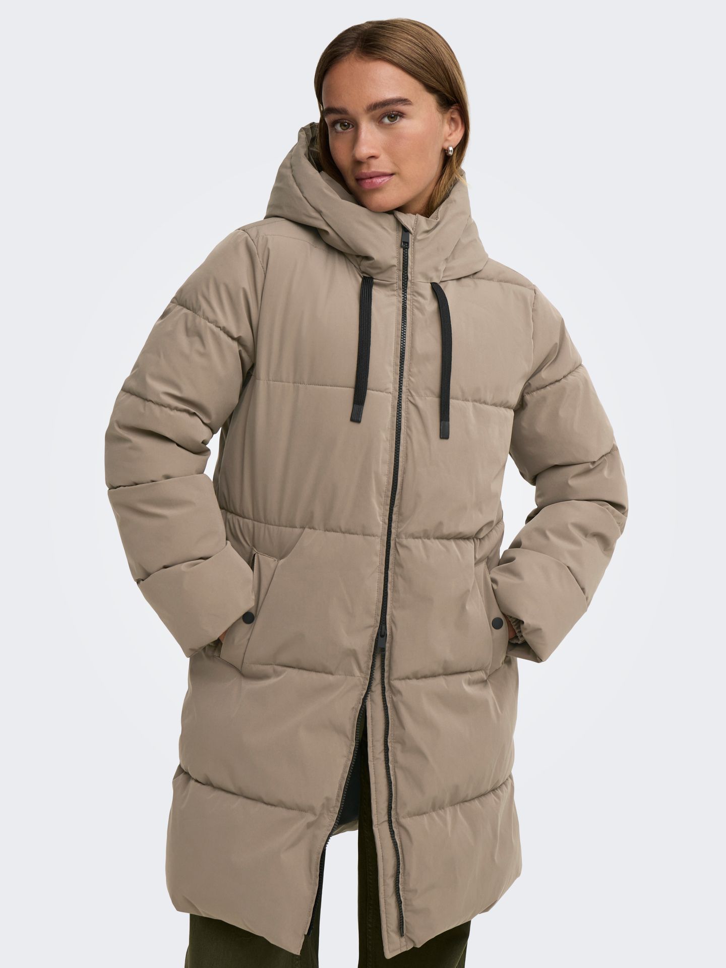 JDY JDYBLAIR LONG HOOD PUFFER OTW SIJ N Walnut/W. Melange 00119751-EKA26011400000598