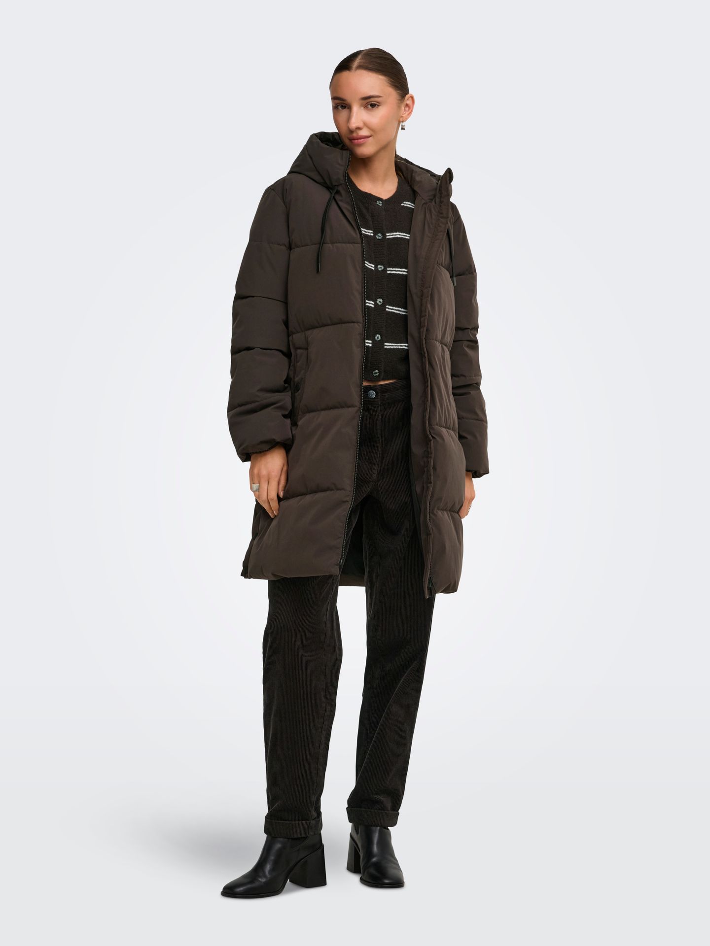 JDY JDYBLAIR LONG HOOD PUFFER OTW SIJ N Chocolate Torte/CLOUD DANCER 2900169064067