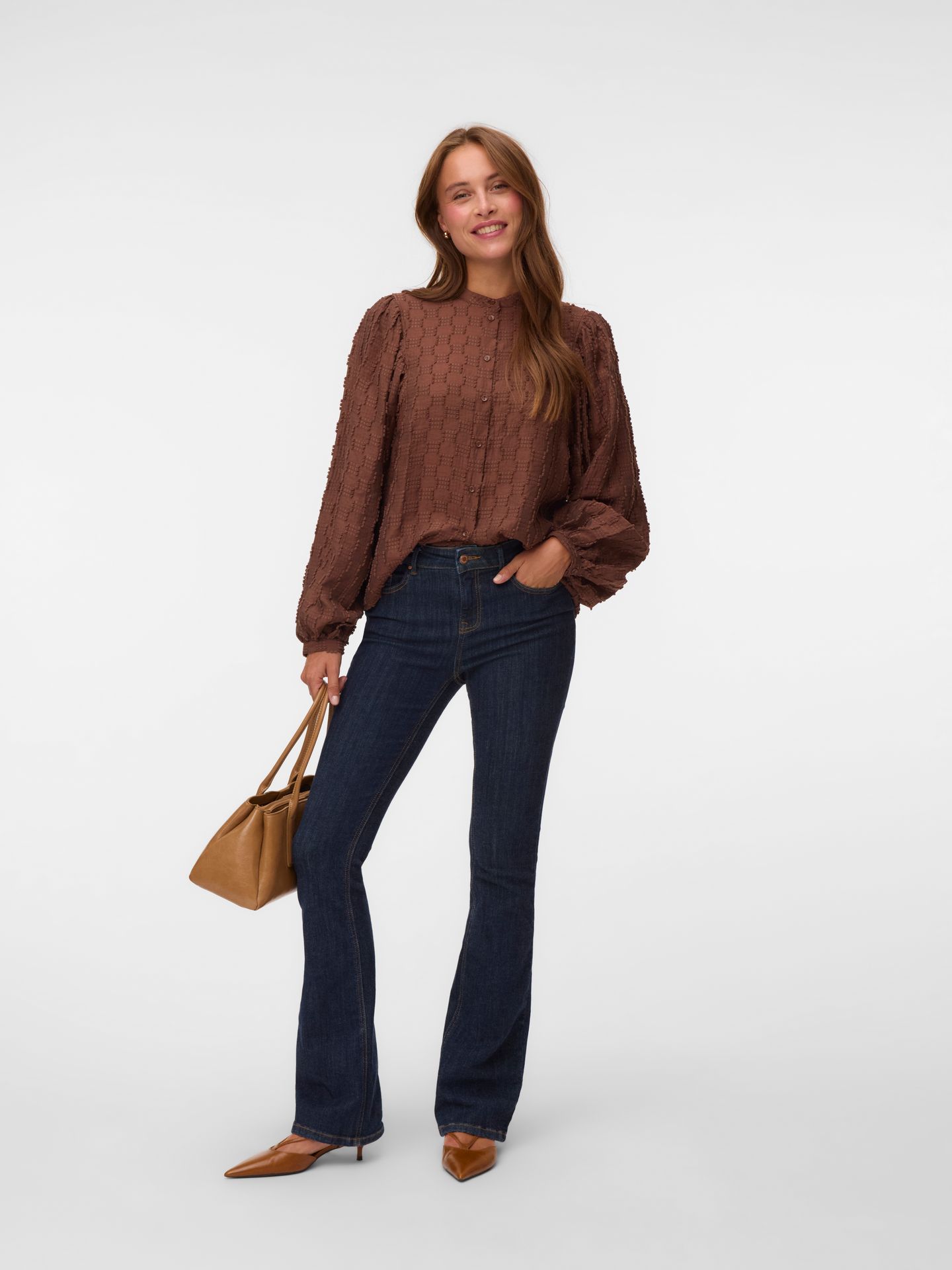 Vero Moda VMMYLA L/S SHIRT WVN BTQ Cocoa Brown 2900169075049