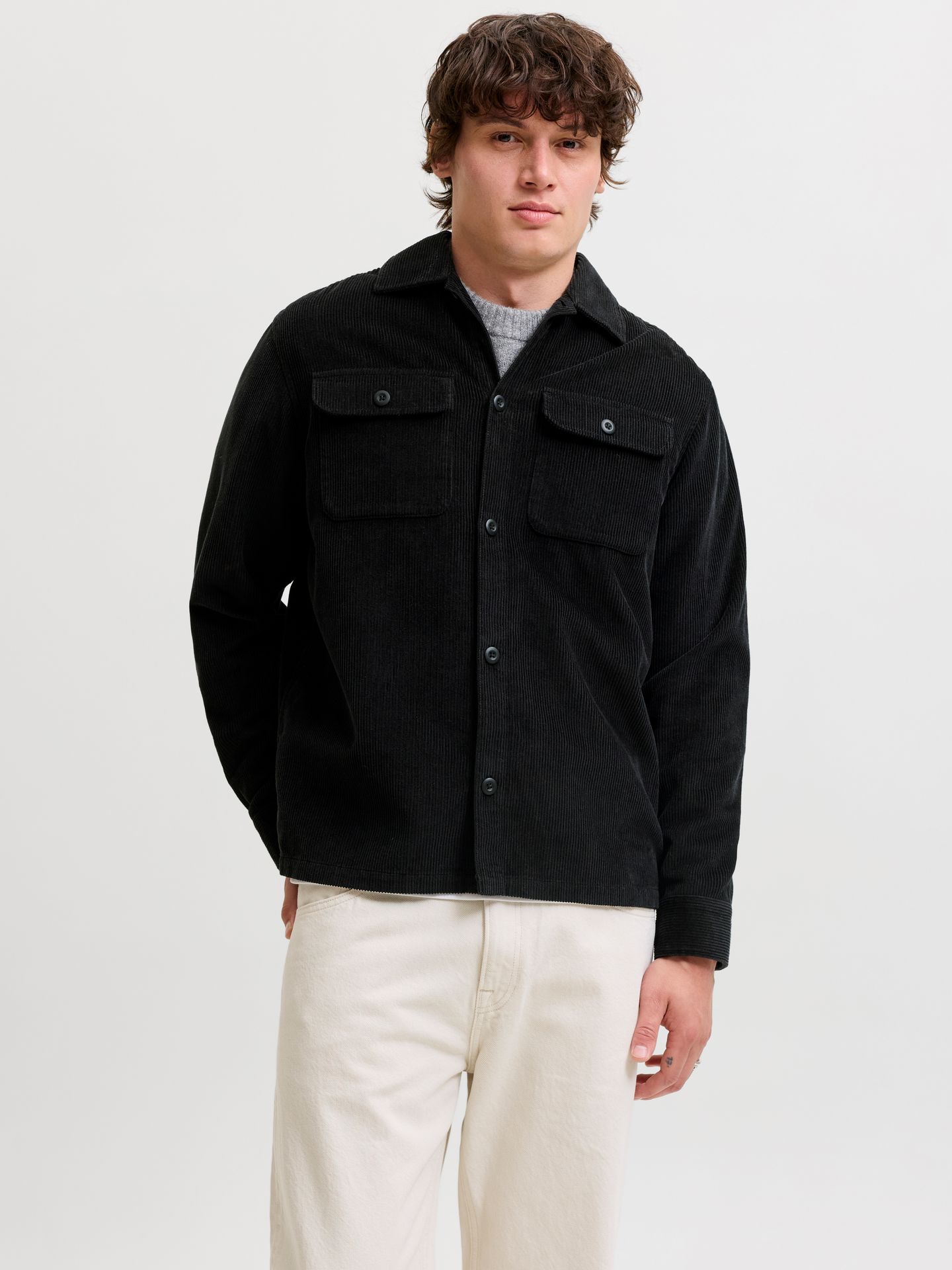 Jack & Jones JJEREGENT CORD OVERSHIRT LS SN Black 00119757-EKA26011400000232