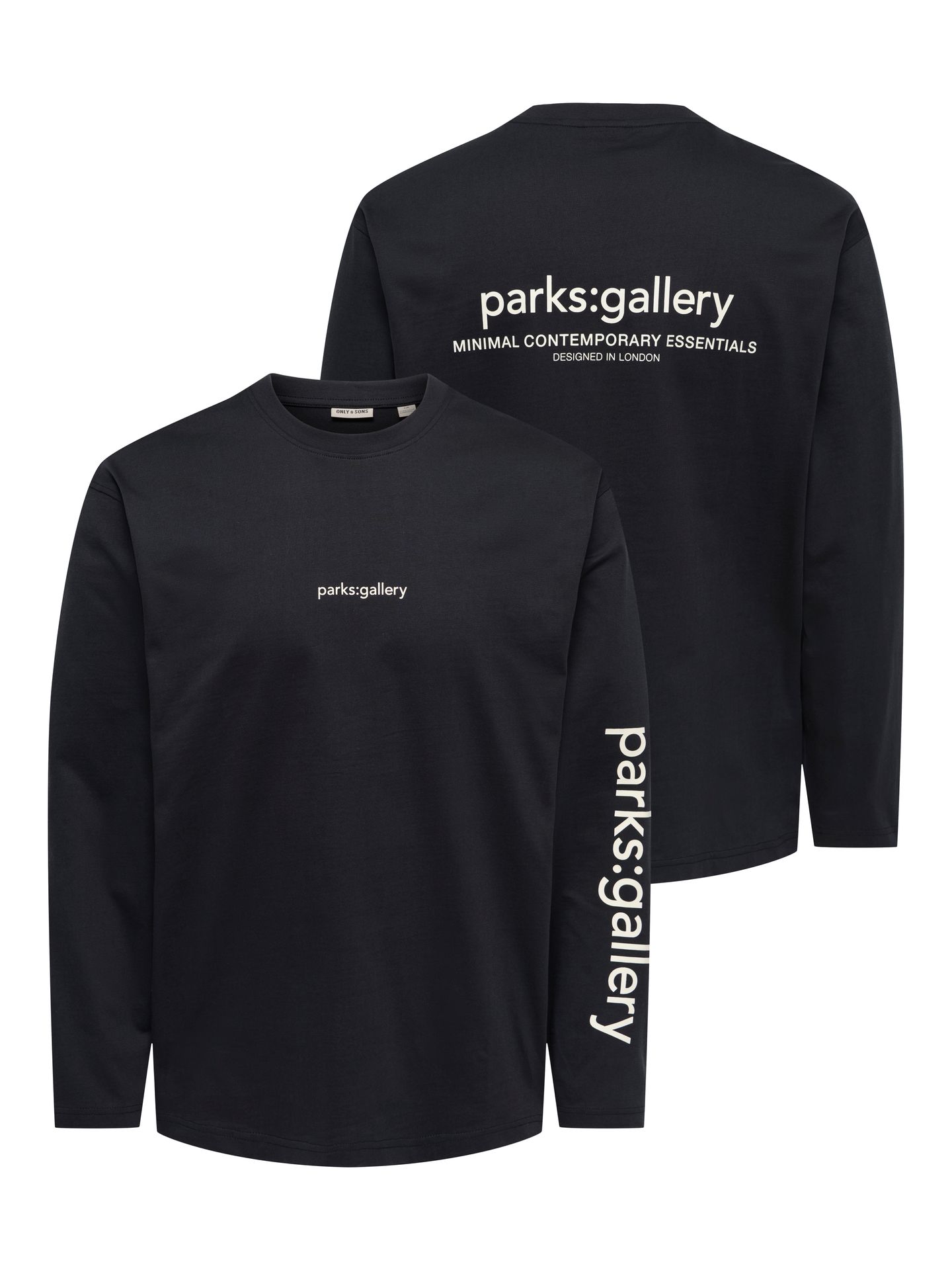 Only & Sons ONSFRED TEXT LIFE RLX LS TEE Black/BLACK 2900169477034