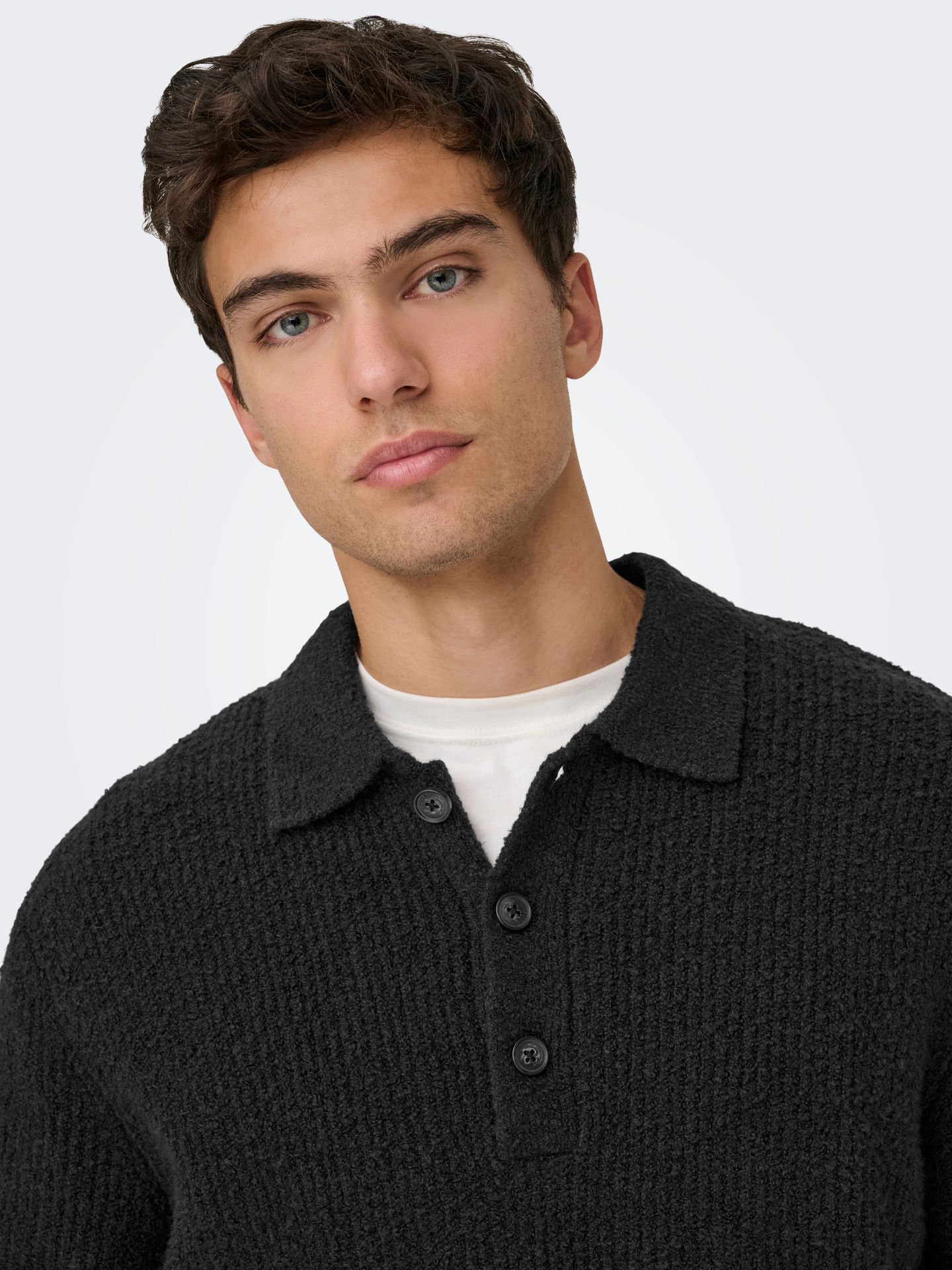 Only & Sons ONSDALE RLX LS POLO KNIT NOOS Black 2900169714030