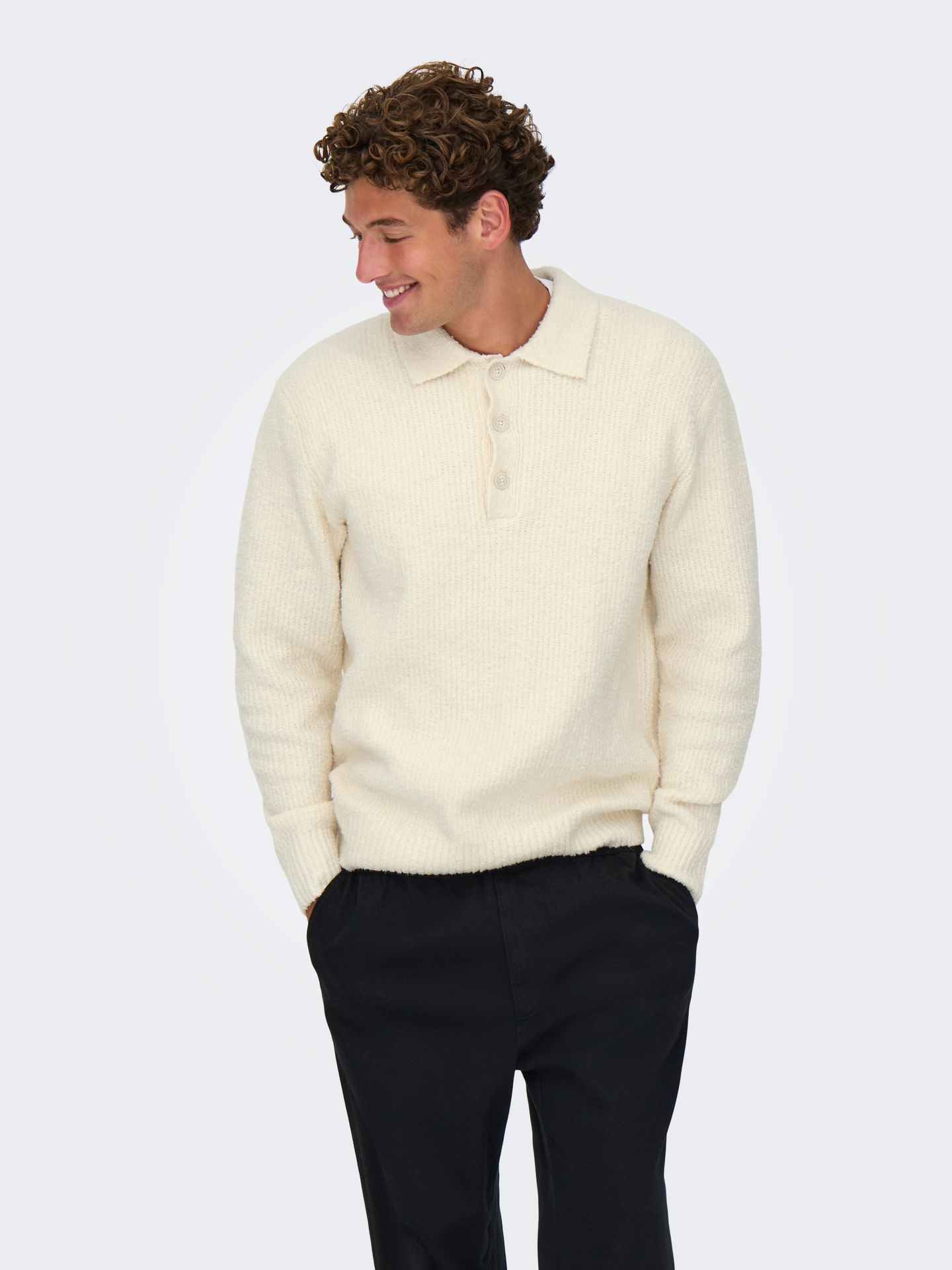Only & Sons ONSDALE RLX LS POLO KNIT NOOS Gardenia 2900169715013