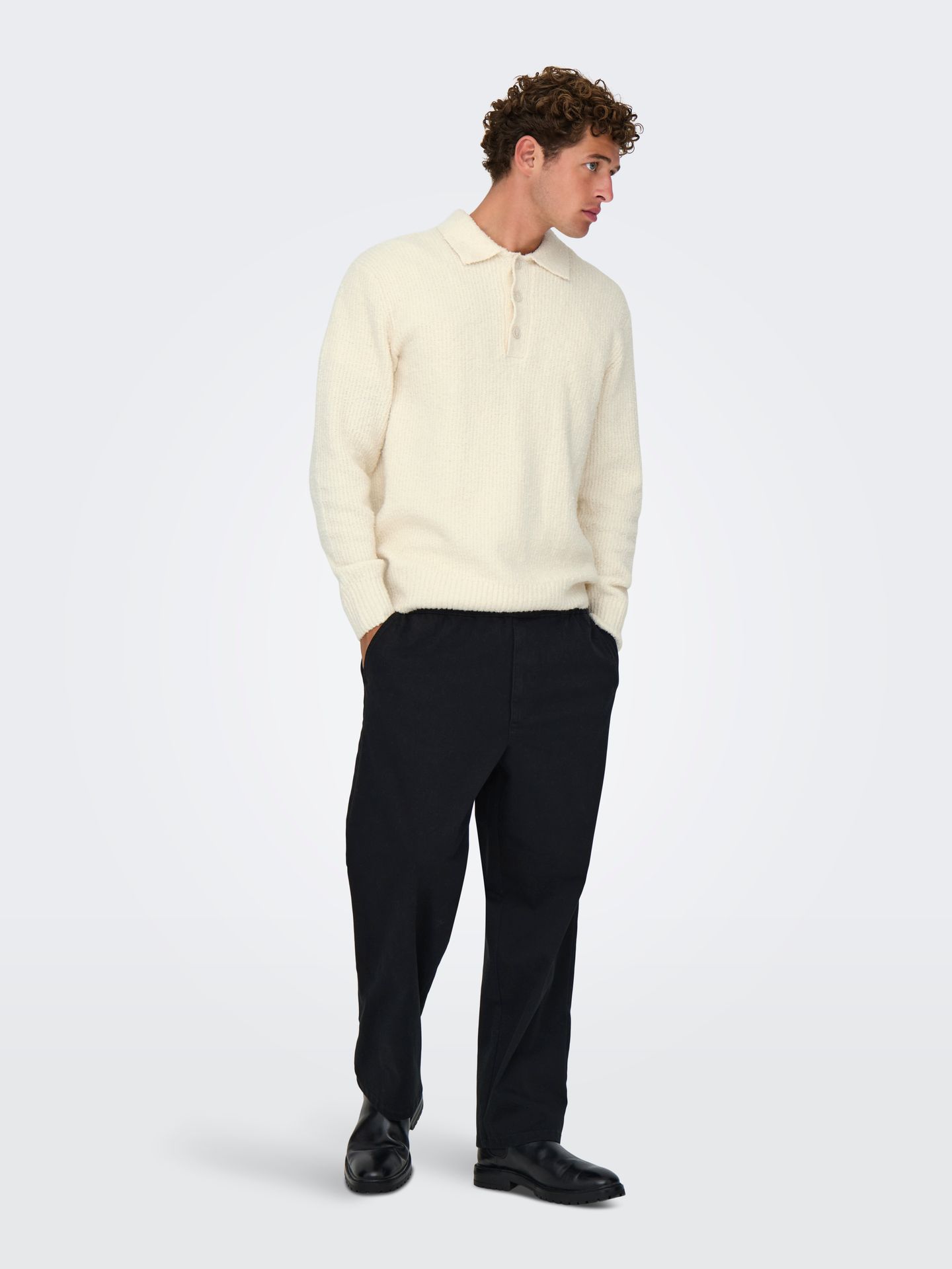 Only & Sons ONSDALE RLX LS POLO KNIT NOOS Gardenia 2900169715013