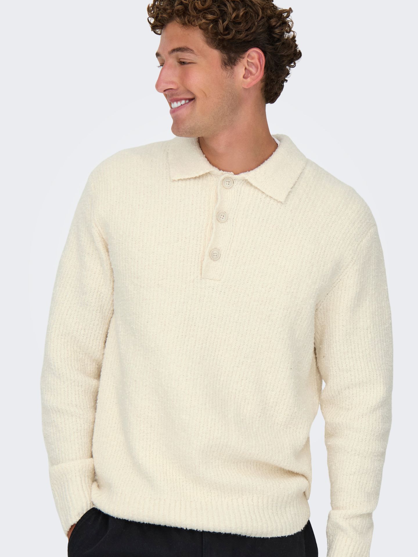 Only & Sons ONSDALE RLX LS POLO KNIT NOOS Gardenia 2900169715013