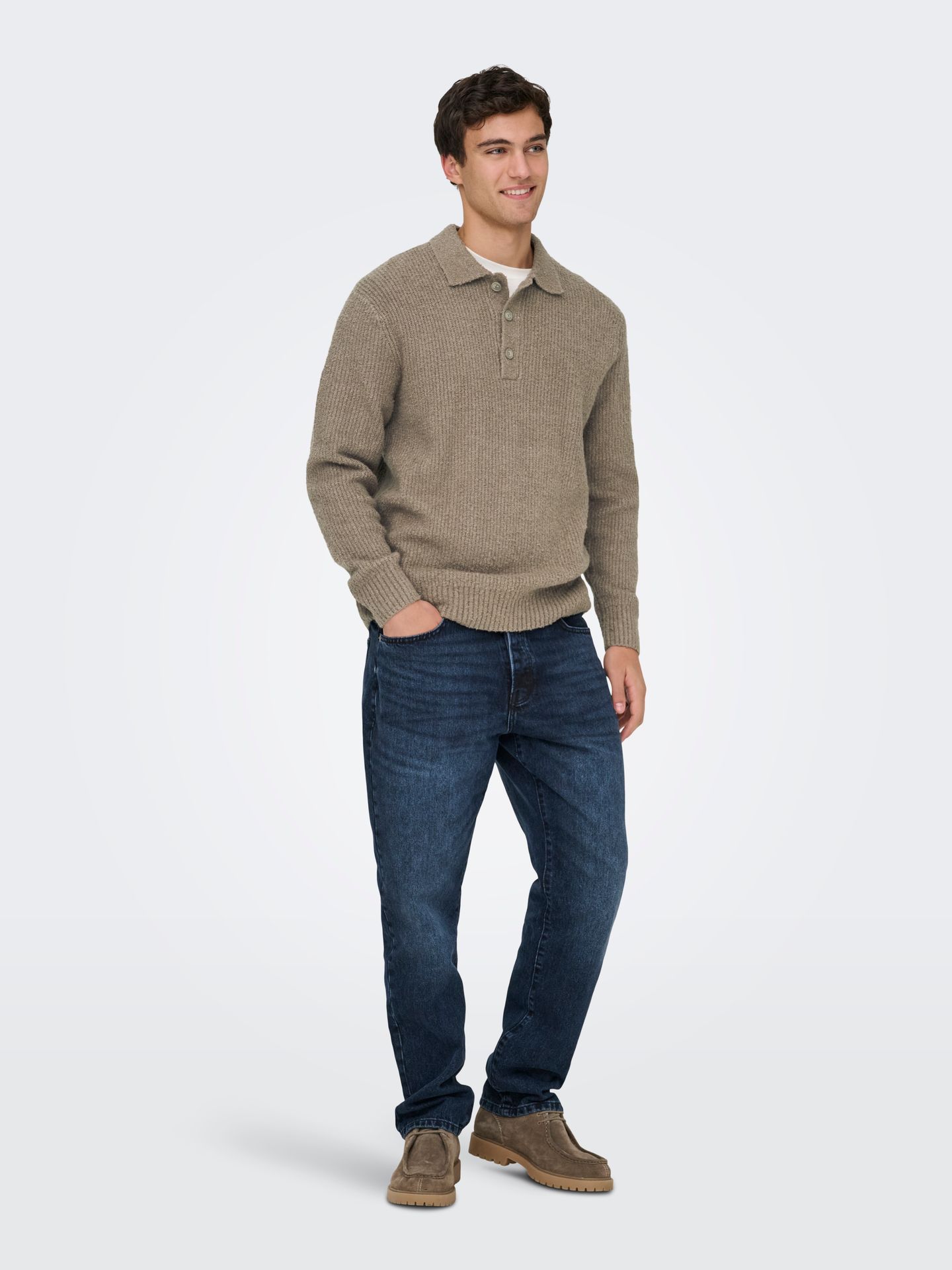 Only & Sons ONSDALE RLX LS POLO KNIT NOOS Walnut 2900169472022