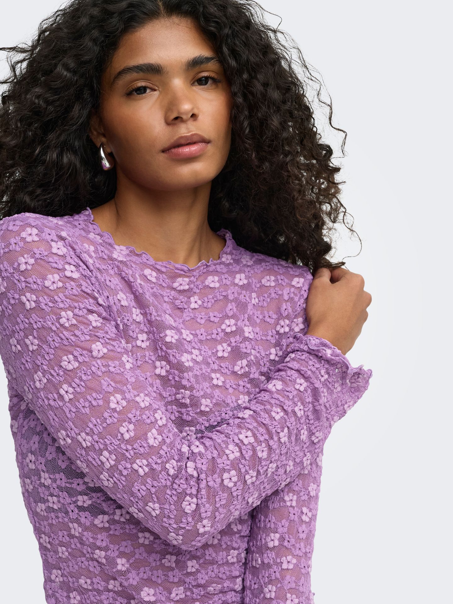 Only ONLLOLLIE L/S LACE TOP CS JRS Pansy/Pale violet flower 2900169473036