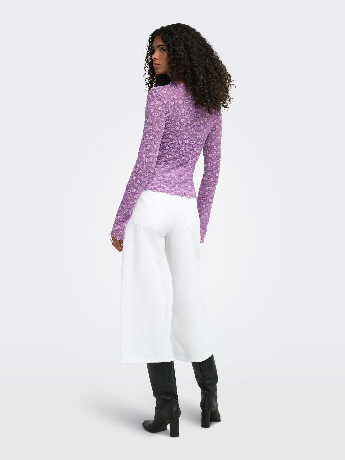 Only ONLLOLLIE L/S LACE TOP CS JRS Pansy/Pale violet flower 2900169473036