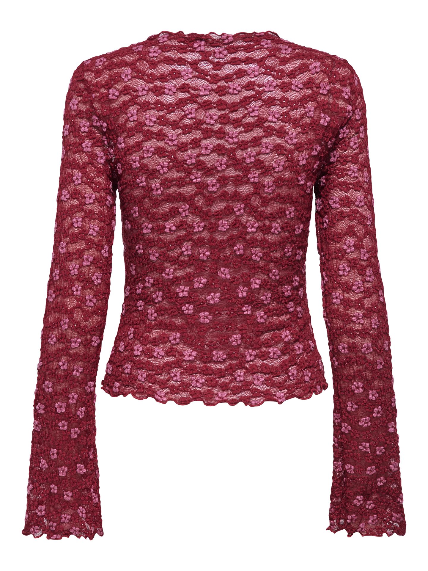 Only ONLLOLLIE L/S LACE TOP CS JRS Rumba Red/Pale lilac flower 2900169474057