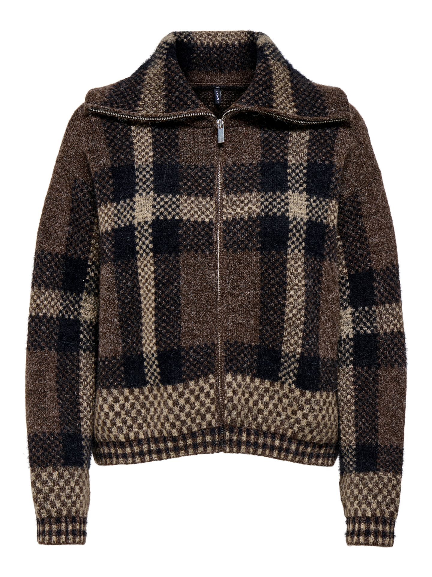 Only ONLMAROON LS ZIP COLLAR CARDIGAN KN Black/Rad 2900169476037