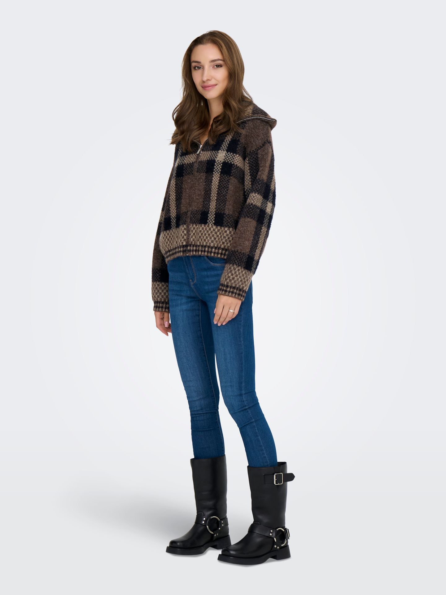 Only ONLMAROON LS ZIP COLLAR CARDIGAN KN Black/Rad 2900169476037