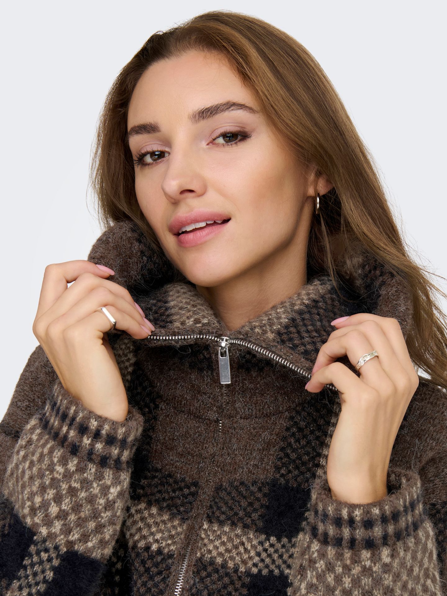 Only ONLMAROON LS ZIP COLLAR CARDIGAN KN Black/Rad 2900169476037