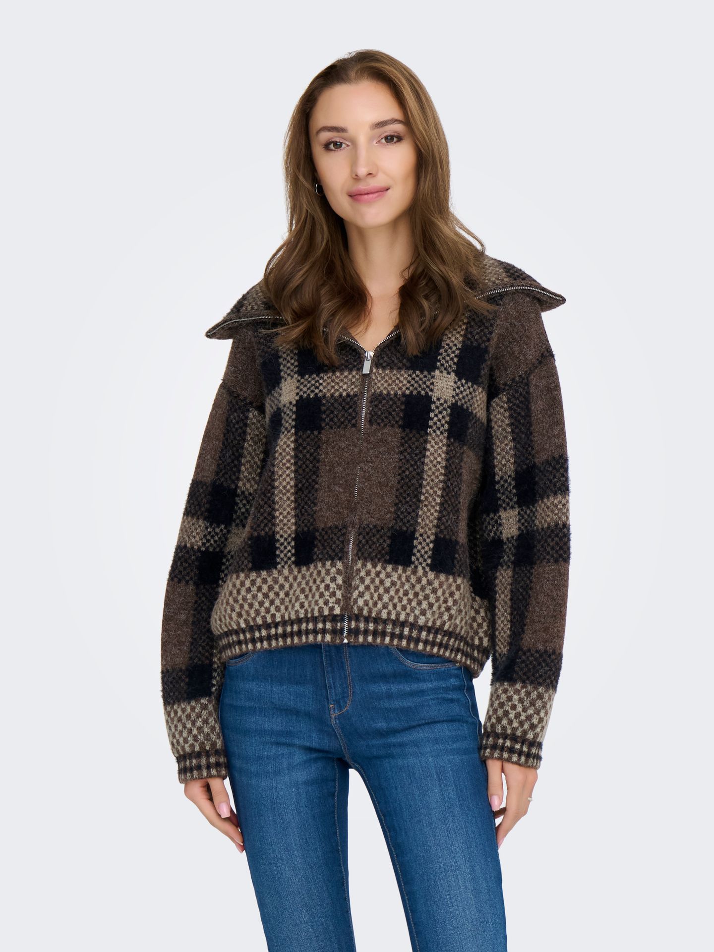 Only ONLMAROON LS ZIP COLLAR CARDIGAN KN Black/Rad 00119994-EKA26011400000387