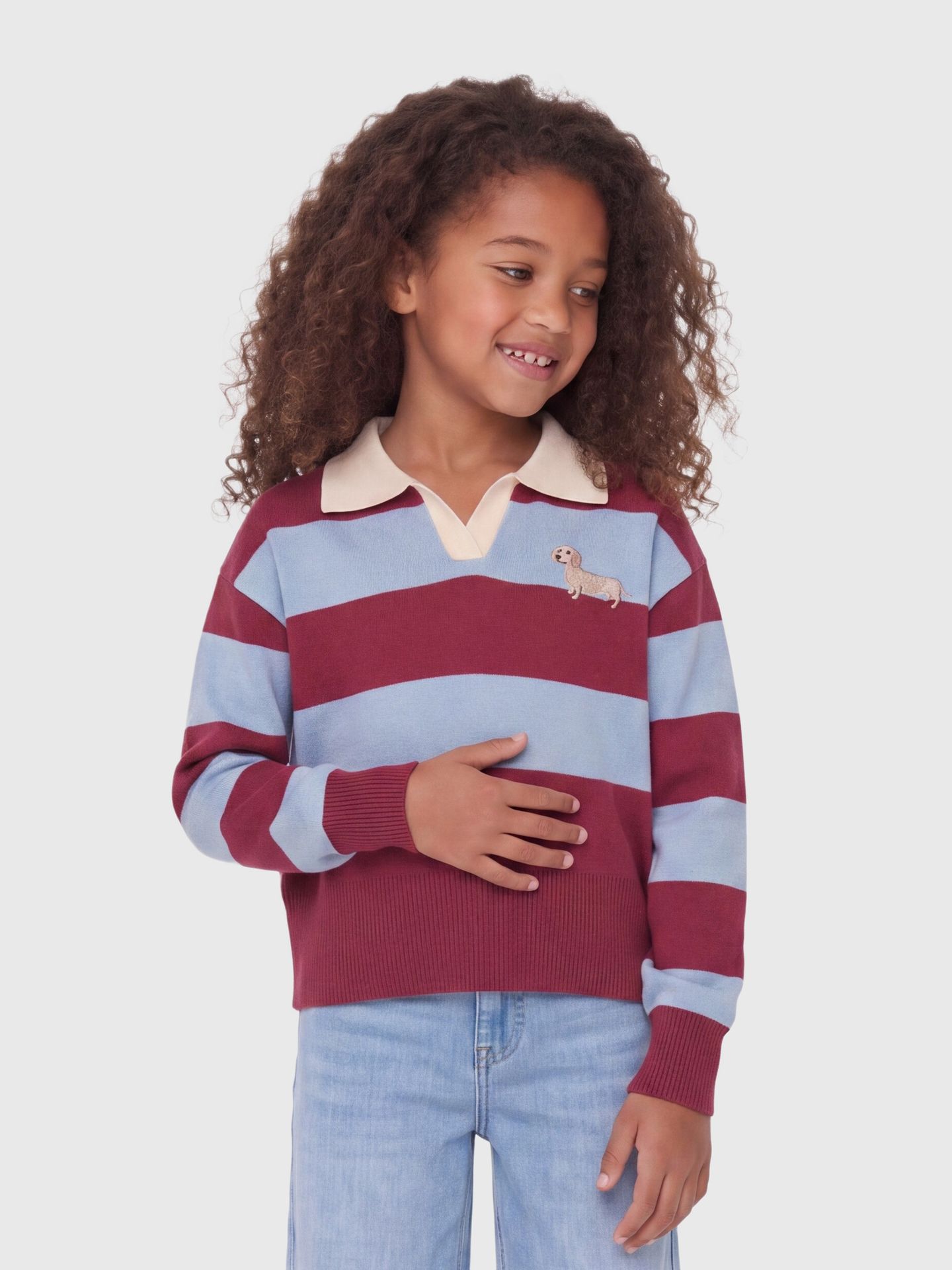 Kids Only KOGALVI LIFE POLO LS O-NECK KNT Rumba Red/Pale lilac flower 00119995-EKA26011400003721