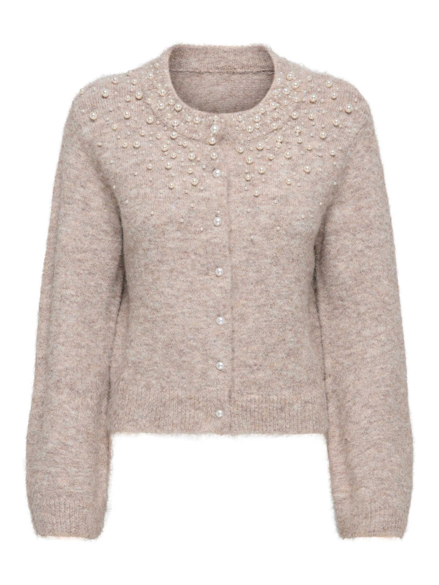 Only ONLMIGGIE LS O-NECK PEARL CARDI KNT Malt Ball/CLOUD DANCER 00119996-EKA26011400002495