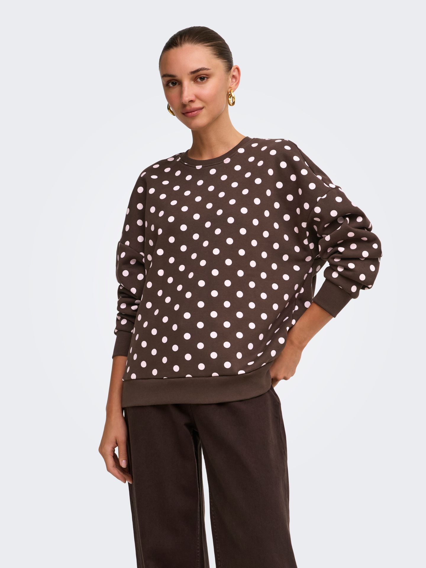 Only ONLZEN BOXY L/S CS SWT Coffee Bean/Fie dots (Pale lilac) 00120001-EKA26011400003724