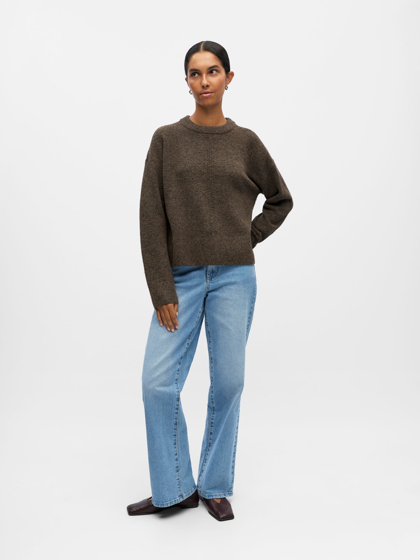 Object OBJJUNO L/S LO O-NECK KNIT NOOS Morel/Black 2900169491030