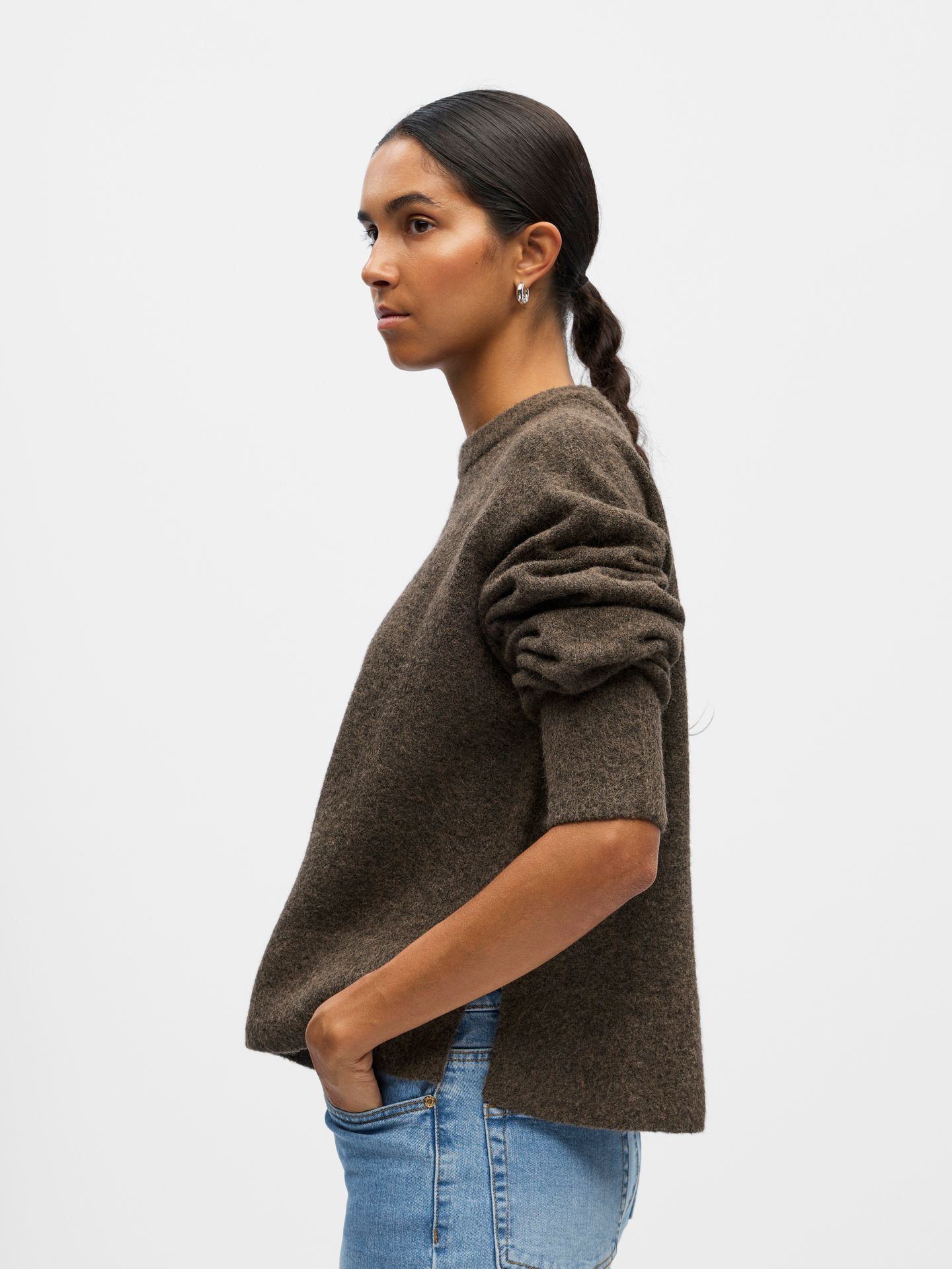 Object OBJJUNO L/S LO O-NECK KNIT NOOS Morel/Black 2900169491030