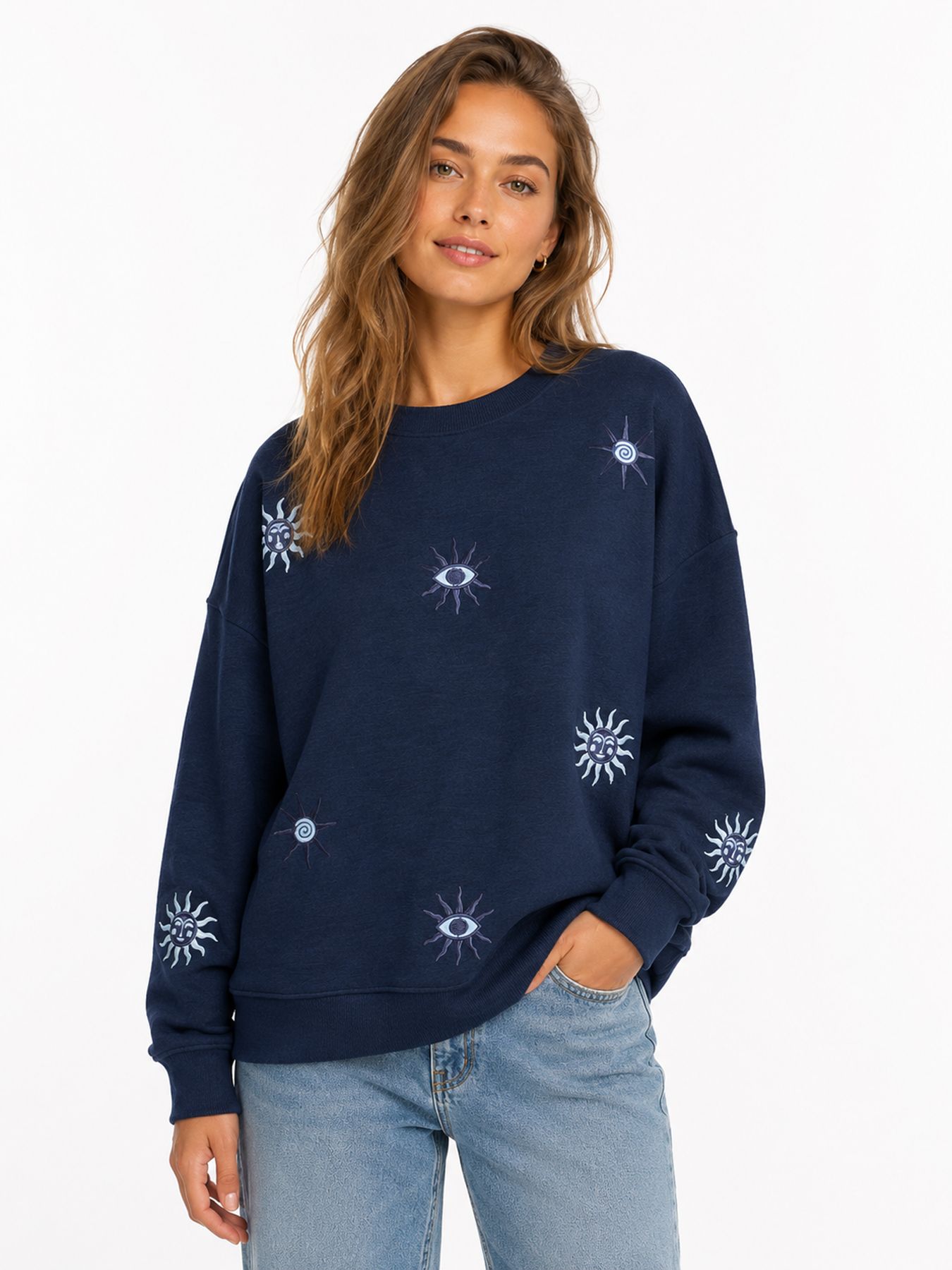 Only -NLLYN L/S EMBROIDERY BOX RS PR SWT Navy Blazer/WILDEST 2900169504051