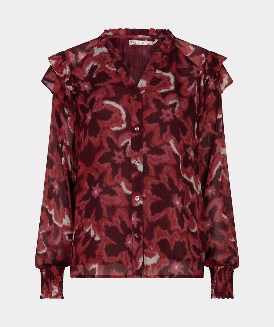 Esqualo Blouse ruffle Autumn Bloom 999 print 2900169533129