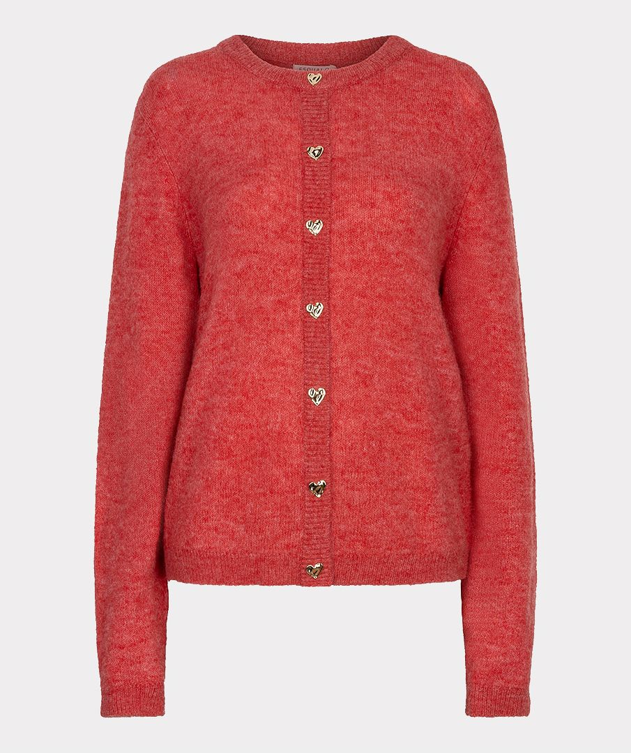 Esqualo Cardigan closed placket fancy buttons 530 raspberry 2900169534041