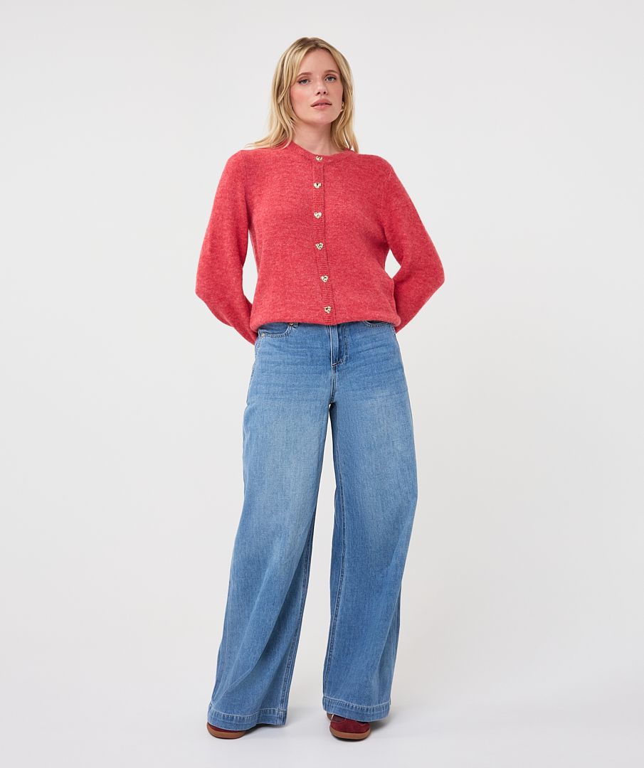 Esqualo Cardigan closed placket fancy buttons 530 raspberry 2900169534041