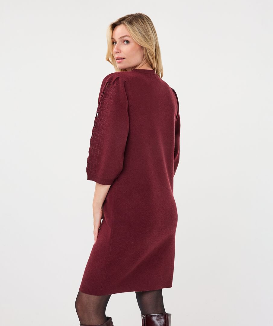 Esqualo Dress knit embroidery 488 merlot 00120030-EKA26009300000056