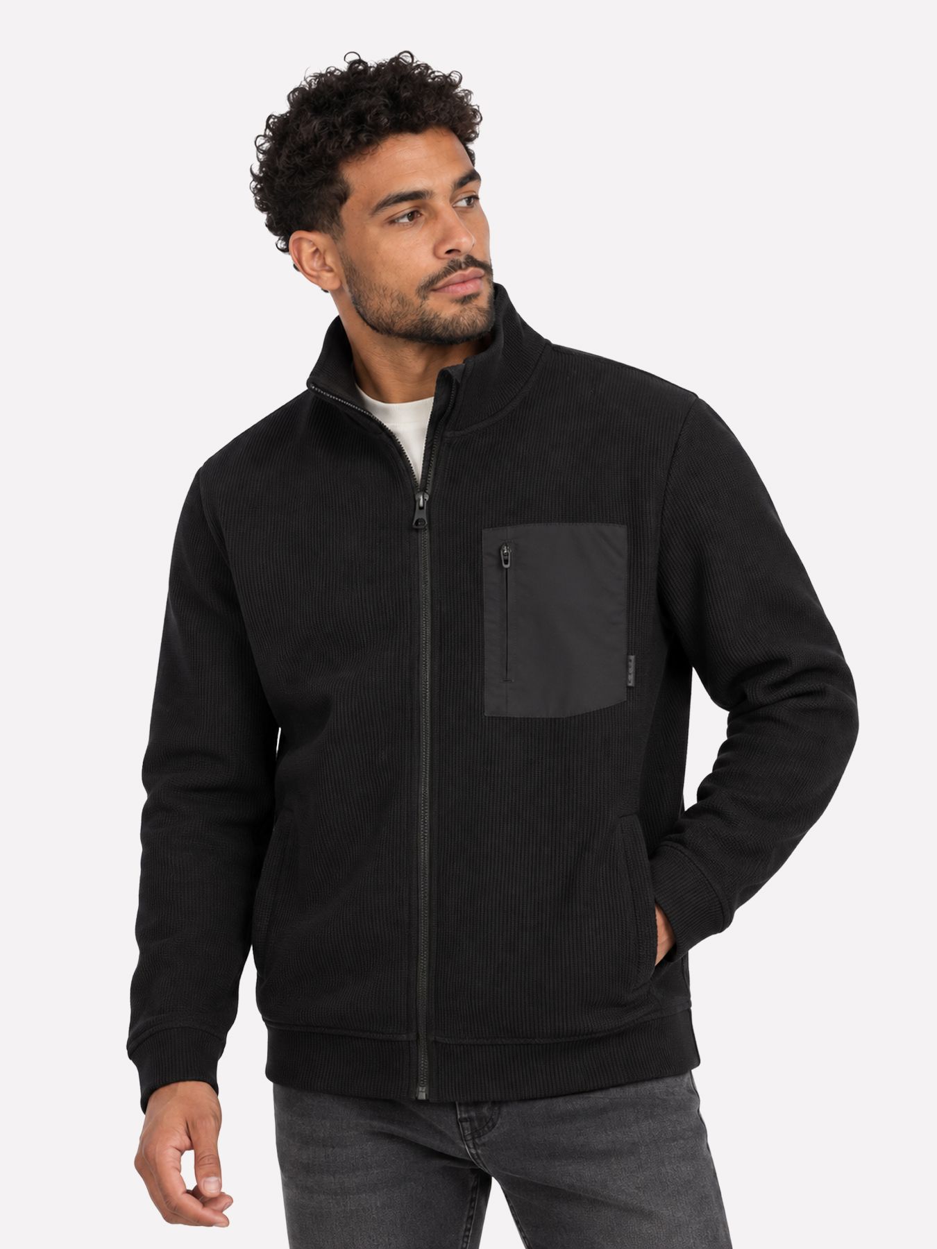 Jack & Jones JCOFUSION KNIT POCKET FULL ZIP Black 00120042-EKA26011400000232