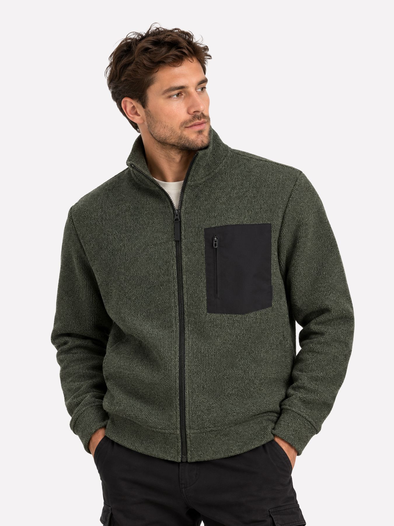 Jack & Jones JCOFUSION KNIT POCKET FULL ZIP Peat 00120042-EKA26011400003737