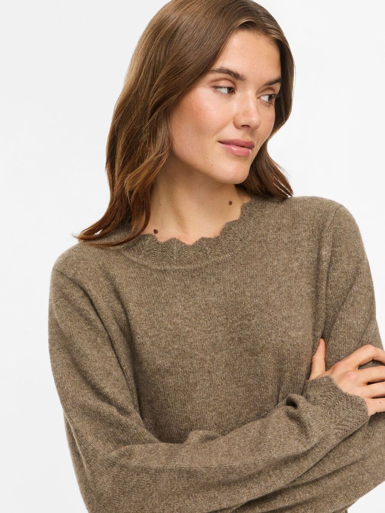 Vila VINIKOLINA O-NECK L/S KNIT DRESS - Falcon/MELANGE 2900169564048