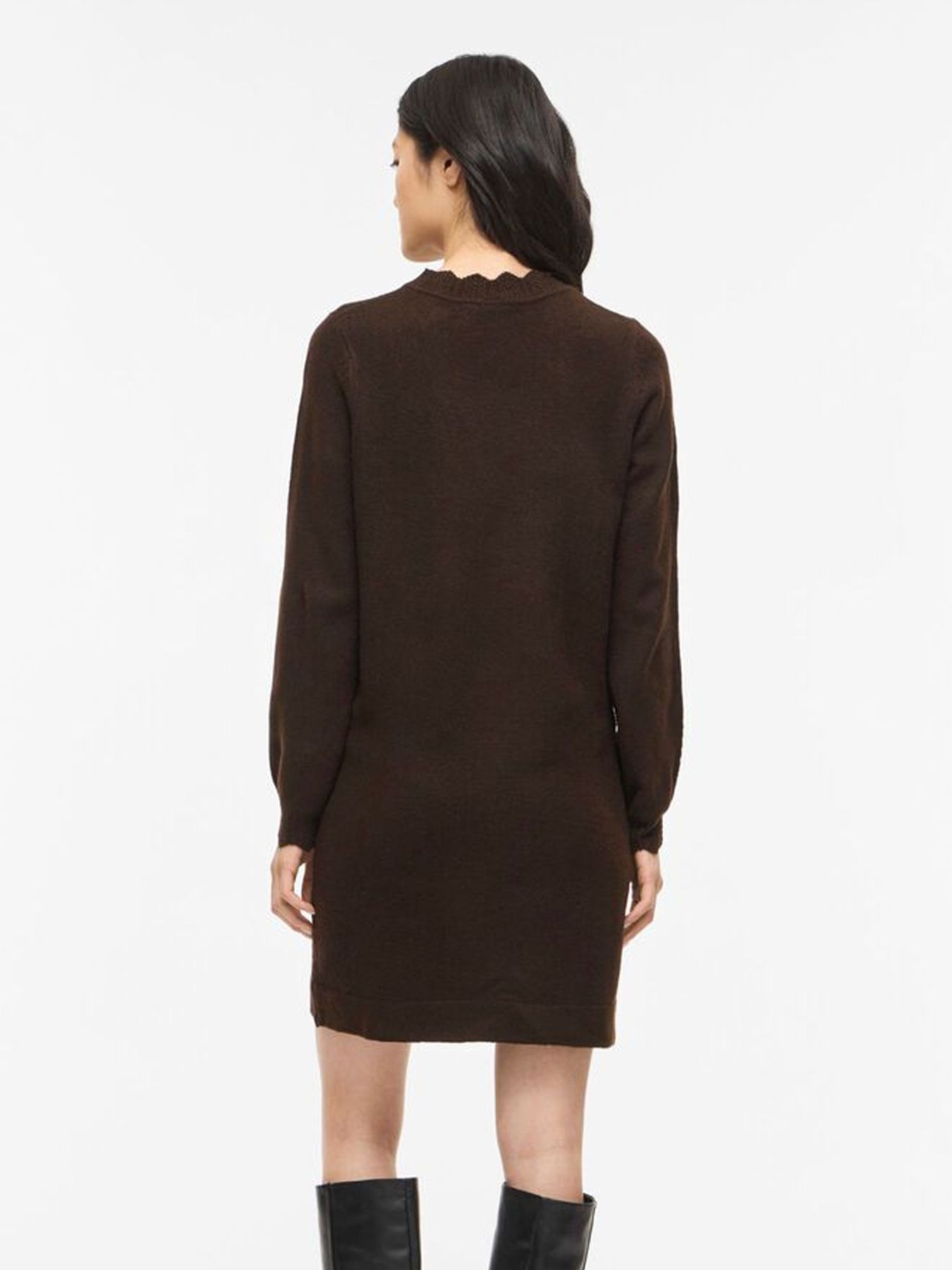 Vila VINIKOLINA O-NECK L/S KNIT DRESS - Coffee Bean/MELANGE 2900169744051