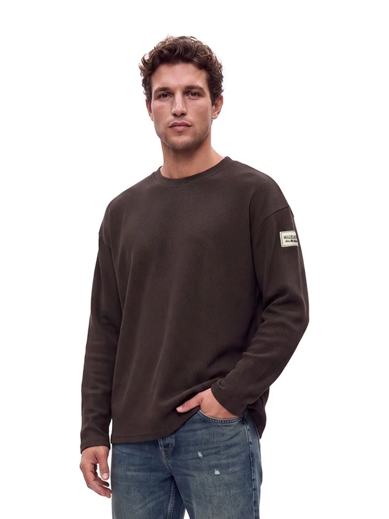 Malelions Malelions Men Collection Waffle Longsleeve T-Shirt 50001 brown 00120051-EKA26010700000030