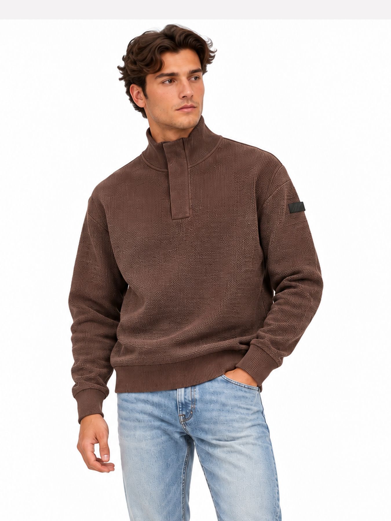 Malelions Malelions Premium Knitted Quarter Zip 50001 brown 00120057-EKA26010700000030