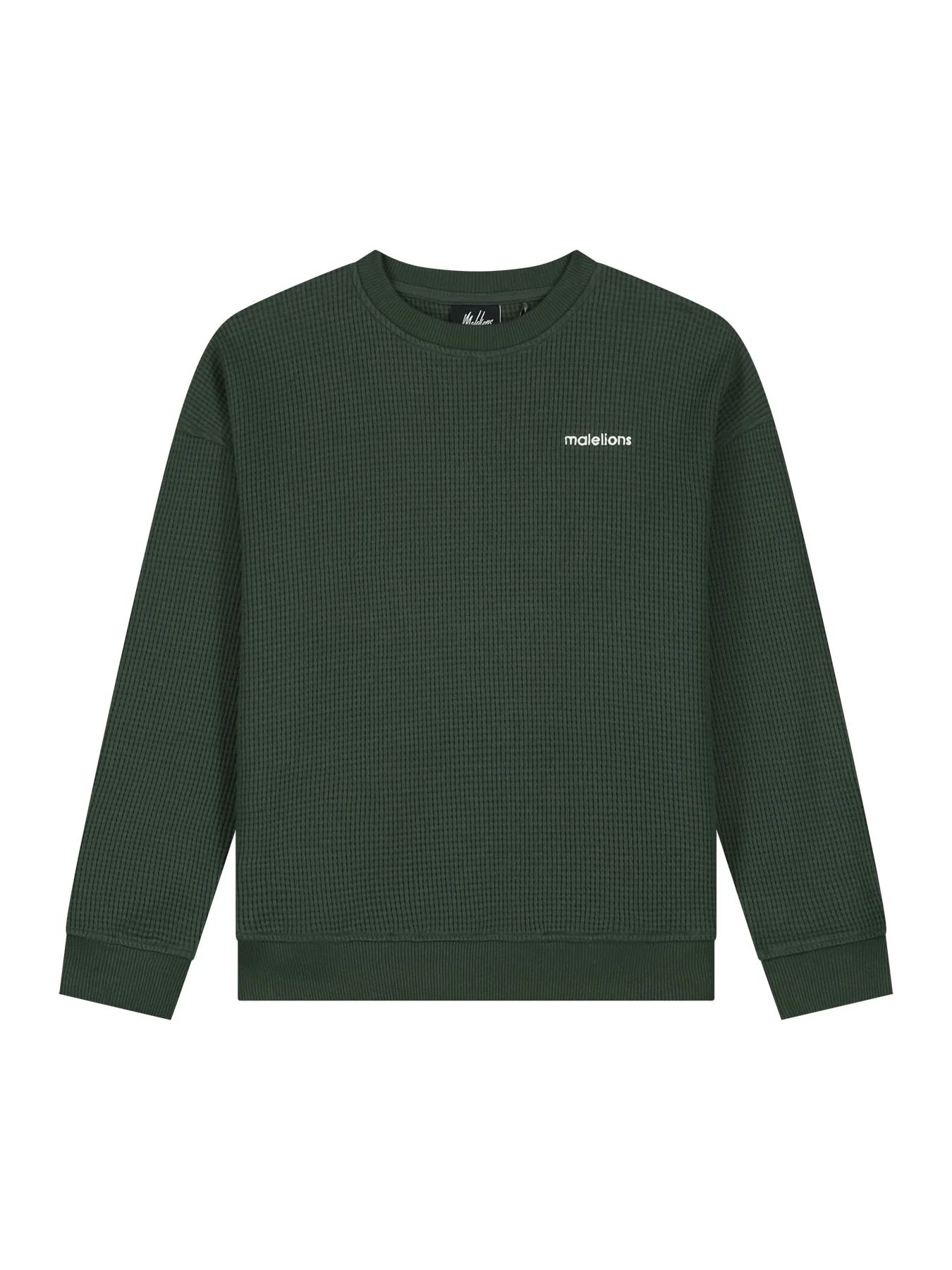 Malelions Malelions Junior Relaxed Basic Waffle Sweater 43023 racing green 00120068-EKA26010700000032