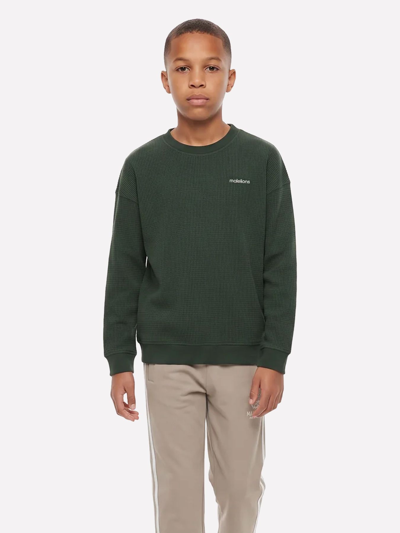 Malelions Malelions Junior Relaxed Basic Waffle Sweater 43023 racing green 2900169597039